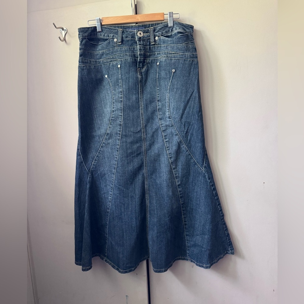 Baccini Blue Denim Maxi Skirt